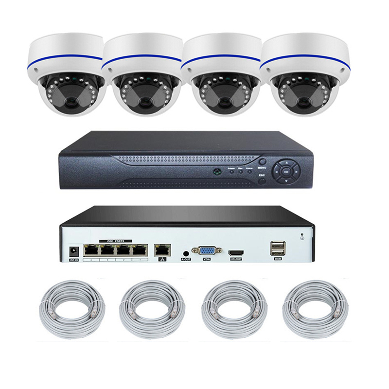 CAMERA  4CH  DOME ETANCHE 5 MEGAPIXELS HD IP POE NVR SYSTEME 