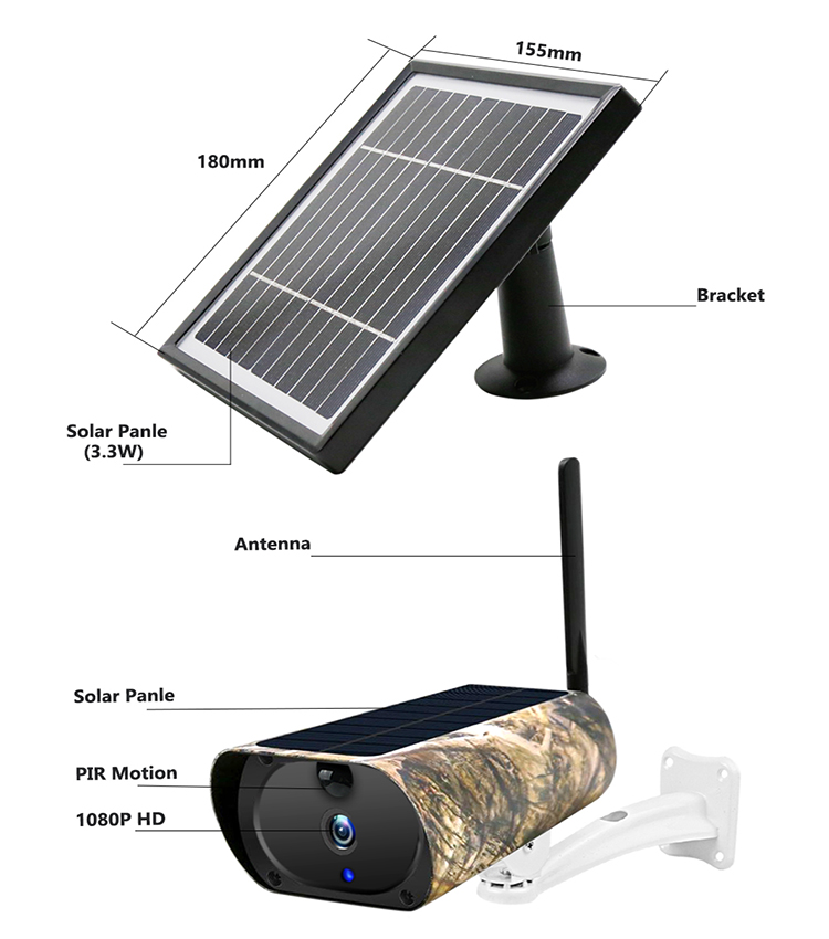 CAMERA  EXTERIEUR 4G  WIFI SOLAIRE 2MP COMPLET