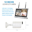 CAMERA  ÉCRAN 12.5 "MONITEUR LCD NVR KIT DE  WIFI 4CH 1080P 