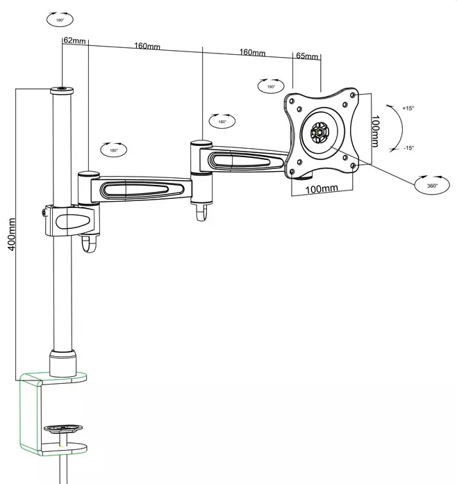 Support Bureau Moniteur Télescopique 13 à 27"