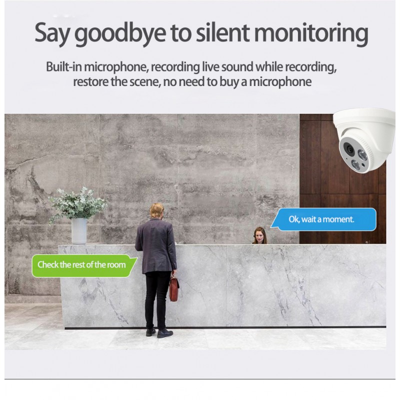 CAMERA POE IP DOME INTERIEUR A VISION NOCTURNE HD 4MP AVEC AUDIO
