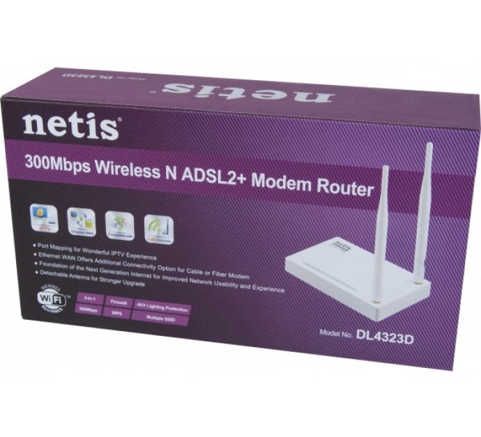 Netis DL4323D modem routeur wifi 300MBPS 2 ant. detachables