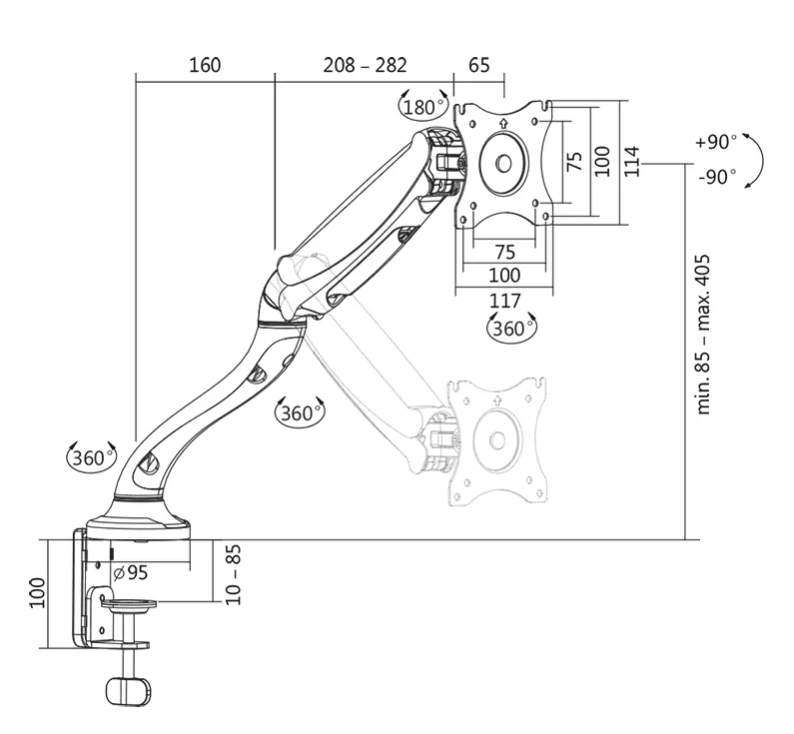 Support Bureau gaz Moniteur 13 à 27" - BP0023