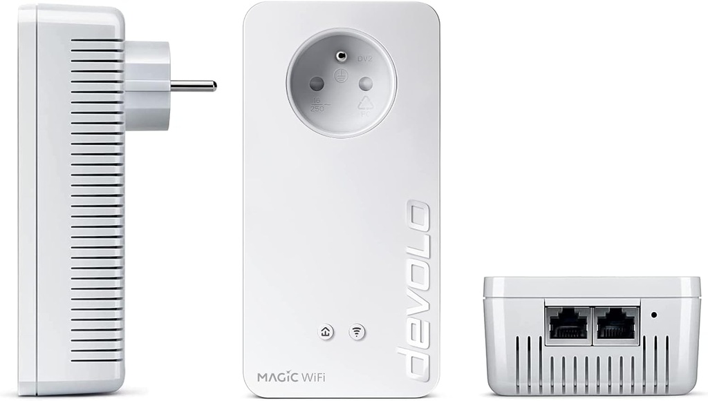 devolo Magic 1 WiFi 5 (ac) Starter Kit : 2x Adaptateurs CPL, Prise Gigogne (1 200 Mbits, 2x Fast-Ethernet + 1 Port Gigabit Ethernet, Mesh)