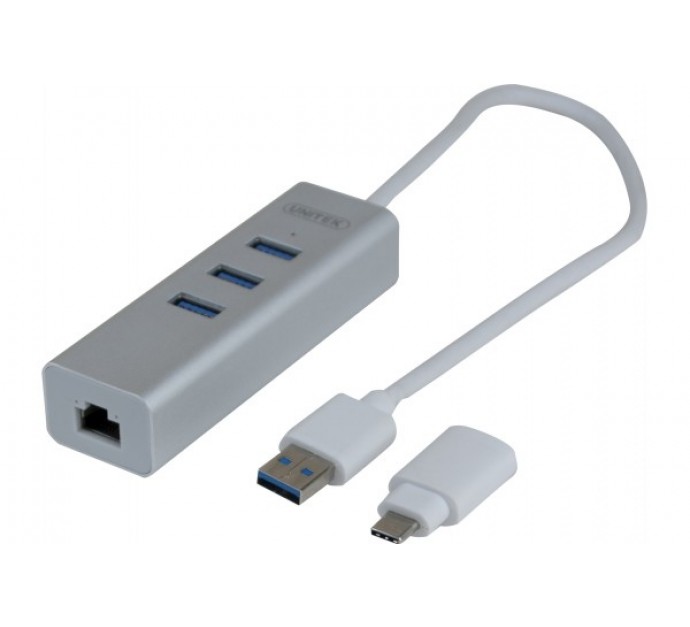 Adaptateur USB 3.0 métal Gigabit + Convert. USB Type C