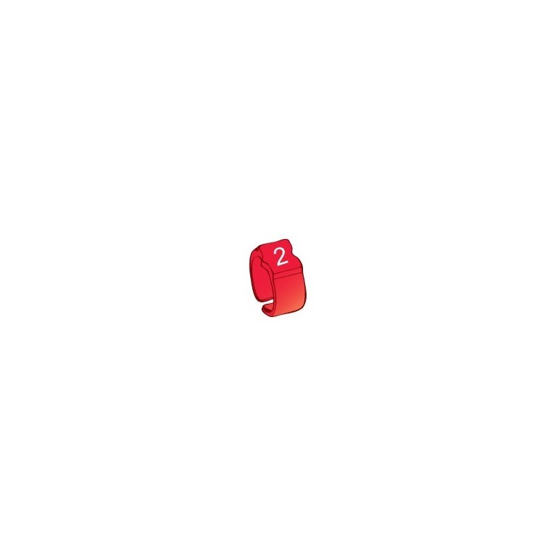 Bague de repérage "2" rouge - 100pcs