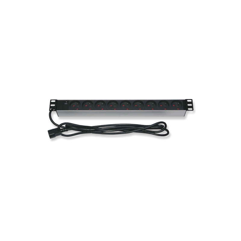 Bandeau d'alimentation 19" 9 prises noire + interrupteur