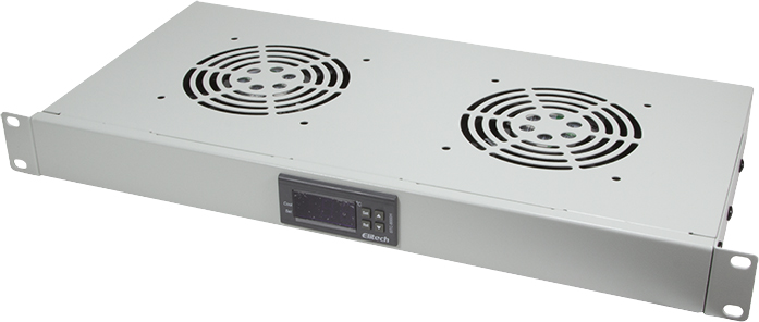 Bandeau ventilé 19", 2 ventilateurs - Gris