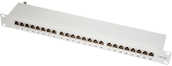 Platine 24 ports RJ45 Cat.6a blindés Gris