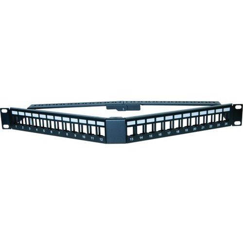 Panneau 1U angulaire 24 ports UTP keystone avec supp cables