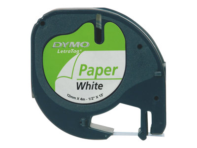 Ruban dymo S0721510 letratag 12X4M noir sur blanc