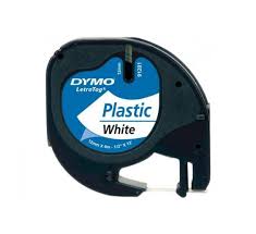 Ruban plastique dymo noir/blanc 12MM pour letratag