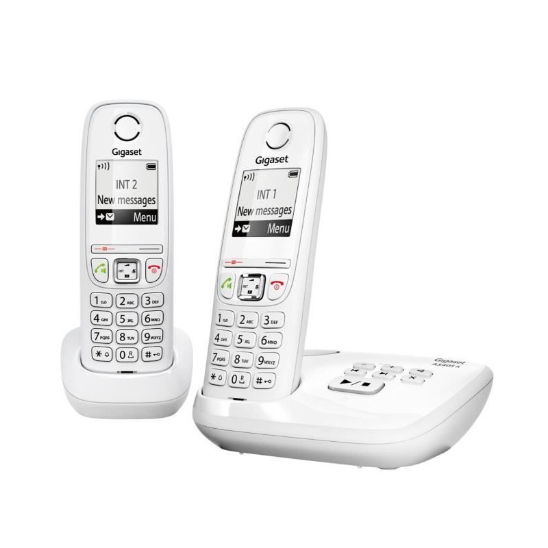Gigaset AS405 téléphone sans fil DECT - Base + Duo Blanc