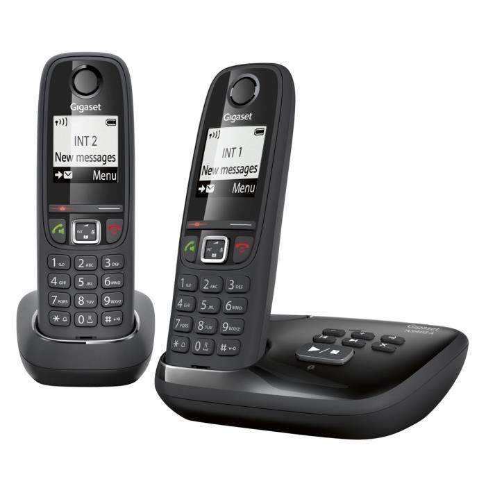 Gigaset AS405A DUO noir tél sans fil DECT avec répondeur