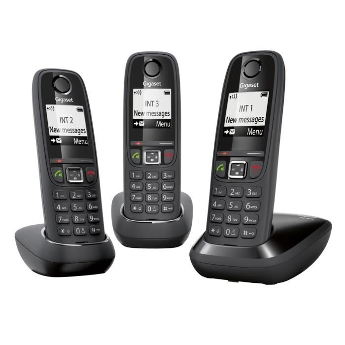 Gigaset AS405 trio téléphone sans fil - 3 combinés bla…