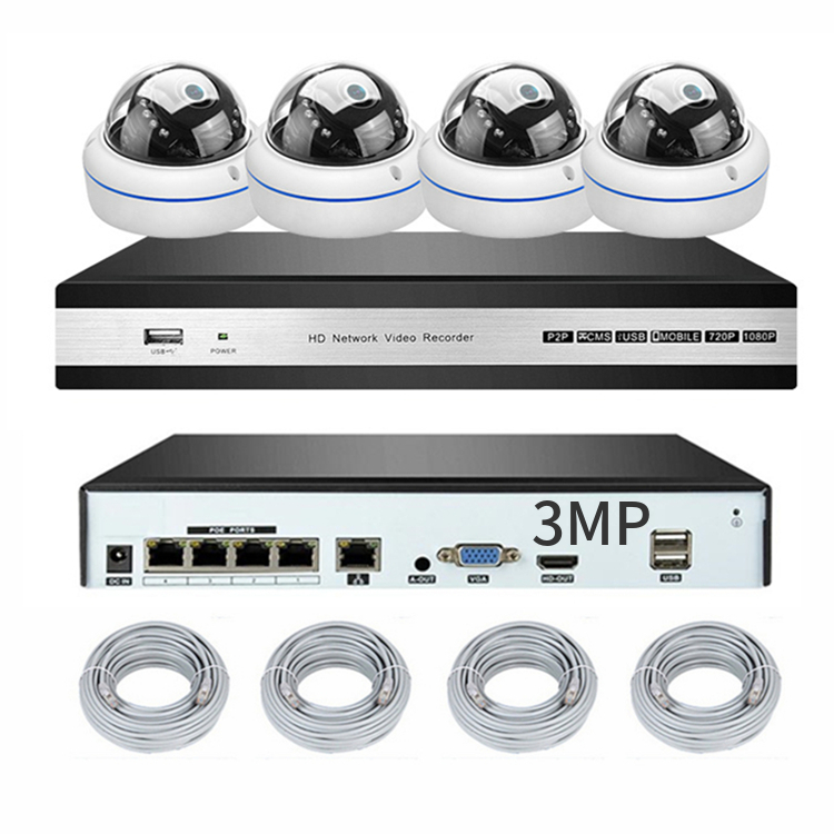 CAMERA  3 MEGAPIXELS 4 CANAUX CCTV DVR SYSTEME DE CAMERA DE SECURITE POE