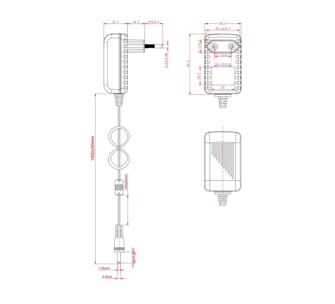Bloc d'alimentation 5 V 2 A - Jack 3,5 x 1,35 mm