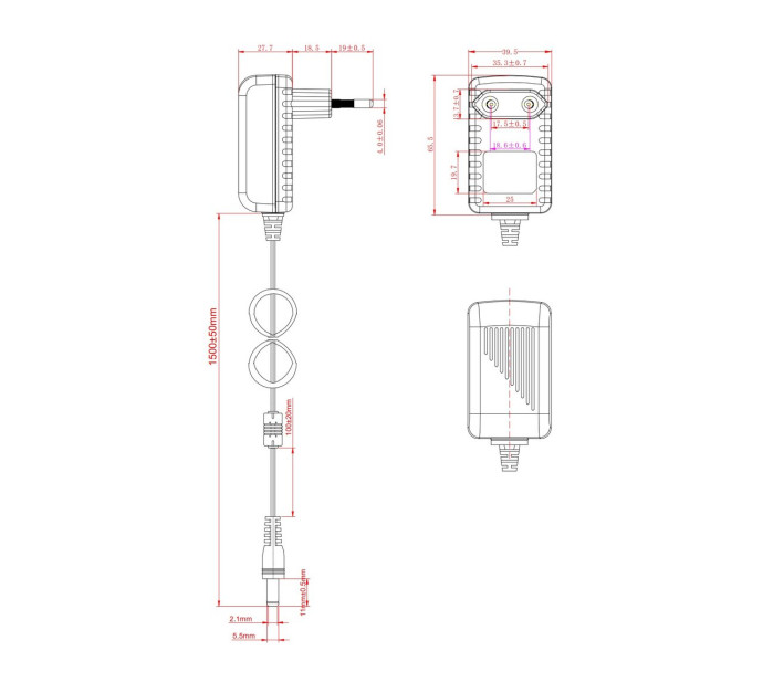 Bloc d'alimentation 5 V 2 A - Jack 5,5 x 2,1 mm