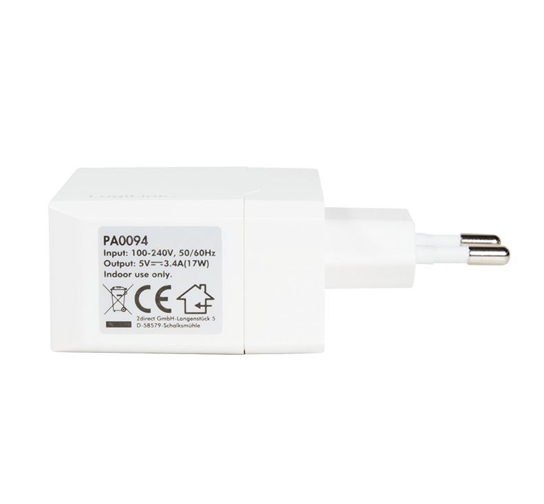 Adaptateur Secteur USB 1 port 2,1A + 1 port 1A - PA0094