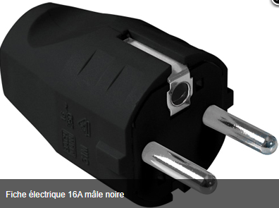 Fiche électrique 16A mâle noire