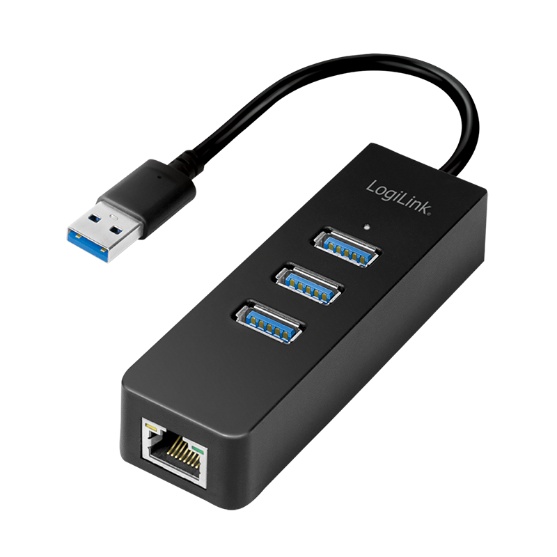 Convertisseur USB3.0 / RJ45 Gigabit + Hub 3 ports USB3.0 - UA0173A