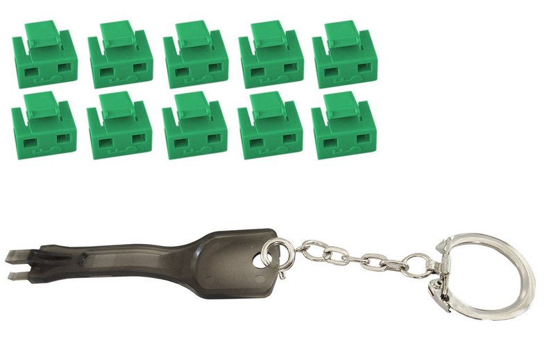 Kit de 10 verrouillages RJ45 + 1 clé - Vert