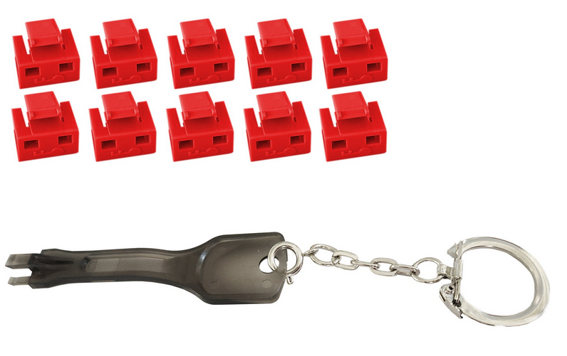 Kit de 10 verrouillages RJ45 + 1 clé - Rouge