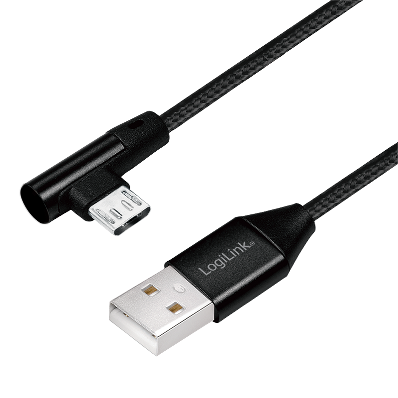 Cordon USB2.0 A vers Micro USB 1,00m, coudé - CU0142