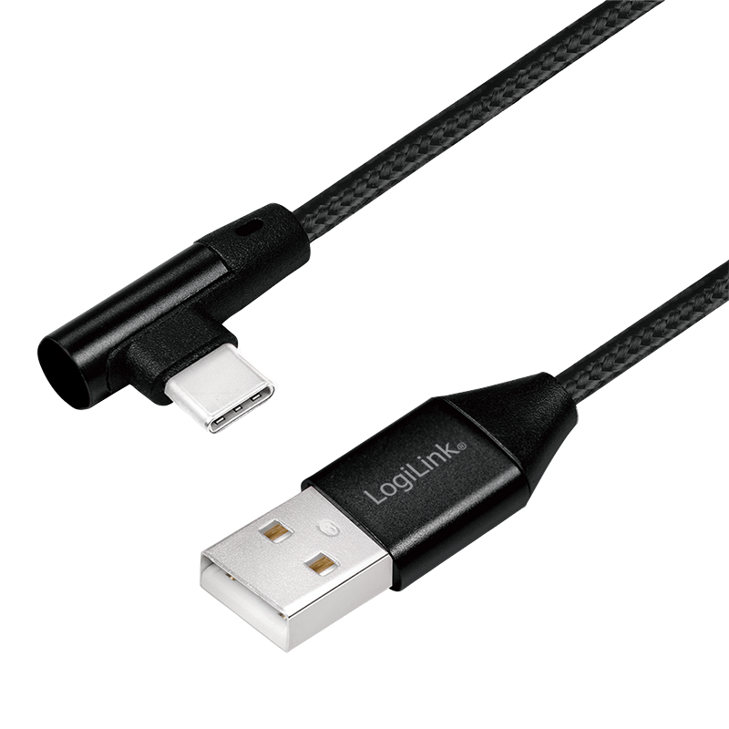 Cordon USB2.0 A vers USB-C 1,00m, coudé - CU0138