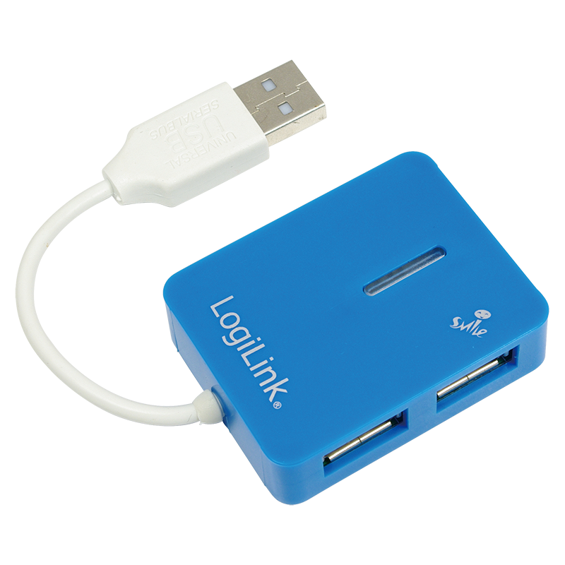 Mini Hub USB2.0, 4 ports auto-alimenté Bleu - UA0136