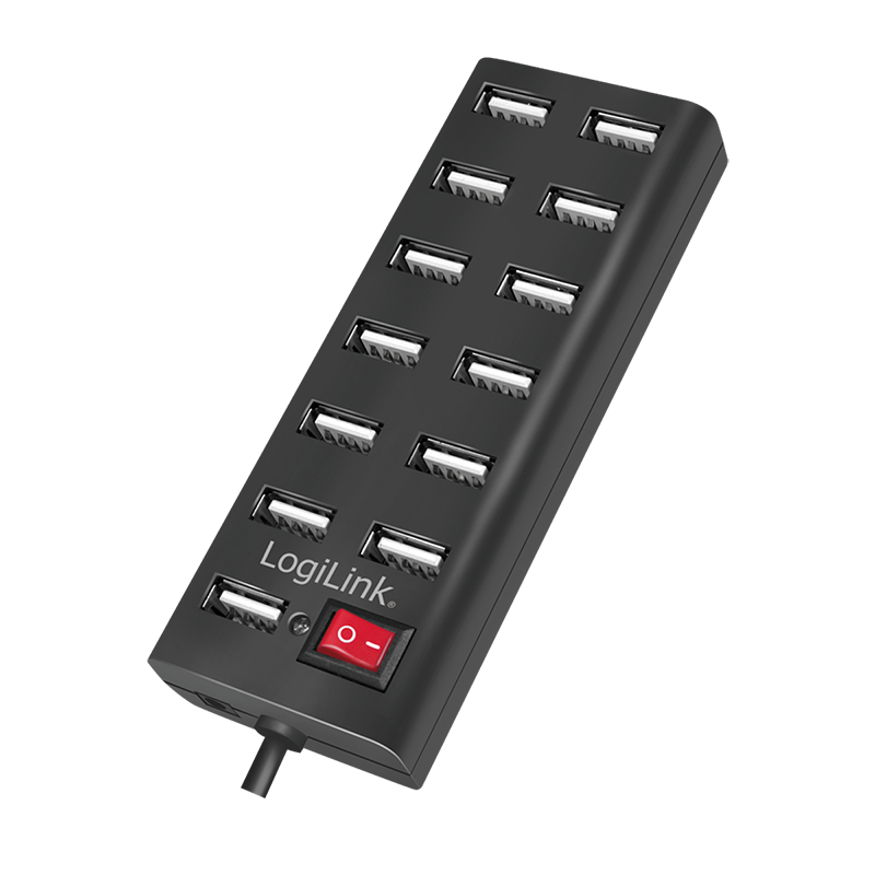 Hub USB2.0, 13 ports + switch on/off avec alim.