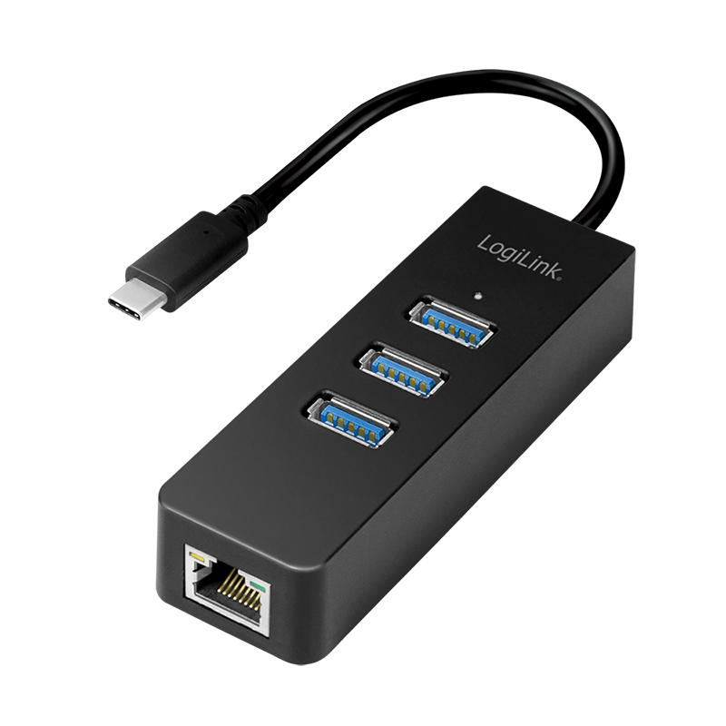 Convertisseur USB-C 3.1 / RJ45 Gigabit + Hub 3 ports USB3.0 - UA0283
