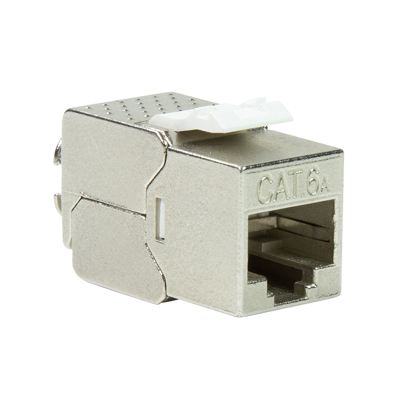 Embase Keystone RJ45 Cat6a CAD, Blindage intégral, AWG 22-26, sans outil, 14,8mm PoE++ 