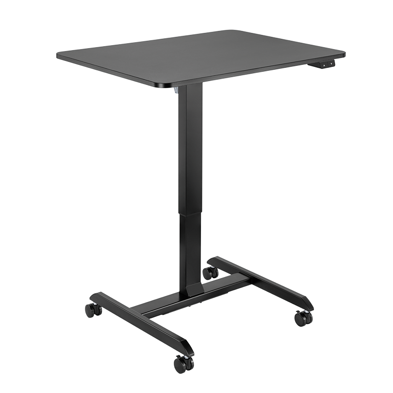 Poste de travail assis-debout à réglage électrique, 1 moteur, enroulable, noir 