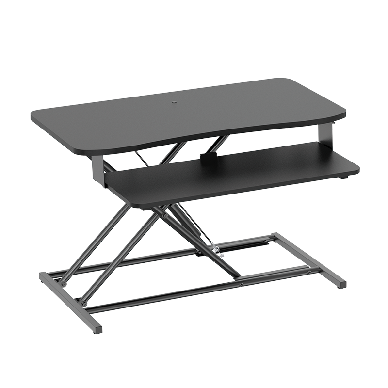 Convertisseur de bureau assis/debout avec plateau pour clavier, jusqu'à 15 kg, réglable, noir 
