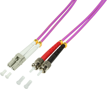 [1300202] Jarretière optique LC - ST Om3 Duplex  Multimode 50/125µ 1,00m