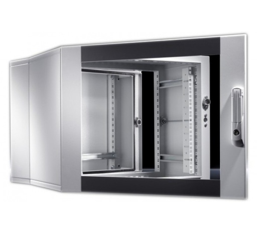 [1500103] Coffret mural pivotant étanche 19" 6U profondeur 473 mm (gris)