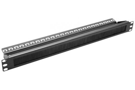 [1500714] Passe câbles avec brosse 1U 19" avec support