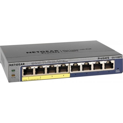 [1100124] Netgear GS108PE switch Prosafe+ 8 Gigabit /4 PoE manageable
