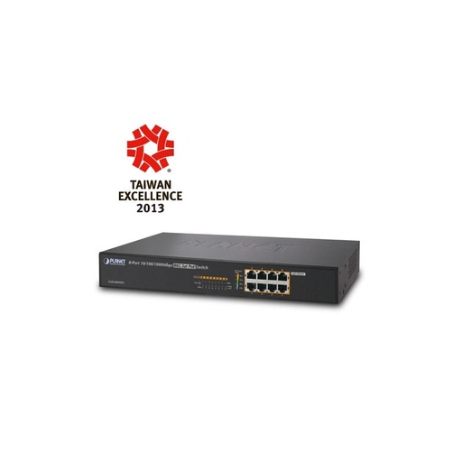 [1100169] Planet GSD-808HP2 sw 8P Gigabit Full PoE+ 240W rackable