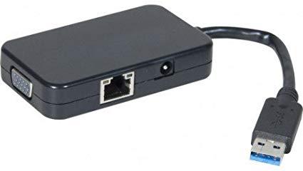 [1101520] Adaptateur USB 3.0 VGA + RJ45 GIGABIT + HUB 2 ports