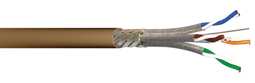 [1200516] Câble réseau 1x4 paires AWG22 Cat.7A 1200 MHz S/FTP (écran+tresse) gaine jaune LSZH à la coupe