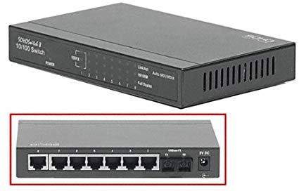 [1102013] Convertisseur fibre optique + Switch 10/100 - 7 x RJ45