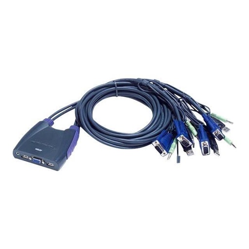 [1107513] Aten CS64U Mini-switch KVM 4 ports USB + Audio, câbles intégrés