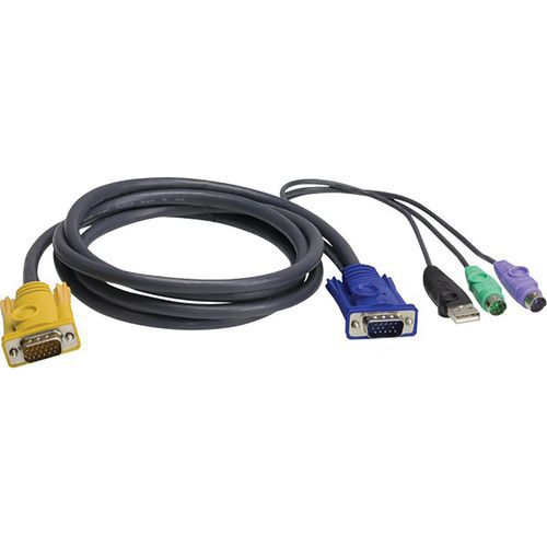 [1109125] Cable pour kvm ATEN 2L-53xxUP VGA-USB+PS2 - 1,80M