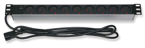 [1403536] Bandeau d'alimentation 19" 9 prises noire + voyant, C14