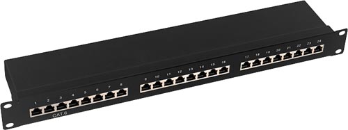 [1406005] Platine 24 ports Cat.6 blindés Noir NP0055