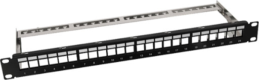 [1406017] Platine Keystone nue 24 ports sans insert noir blindée
