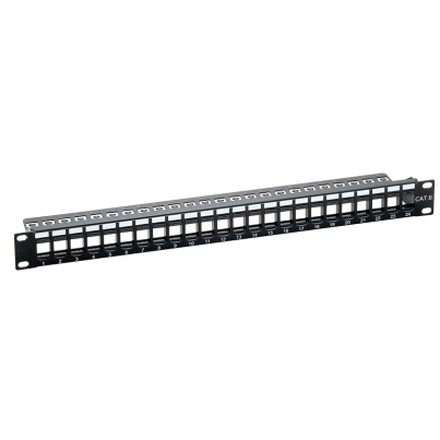 [1406018] Platine Keystone nue 24 ports sans insert noir non-blindée