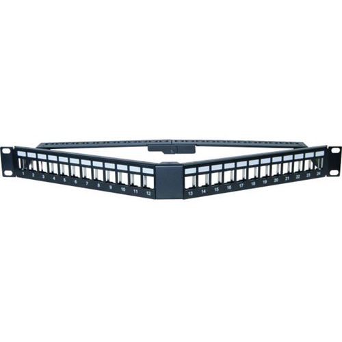 [1406021] Panneau 1U angulaire 24 ports STP keystone avec supp cables